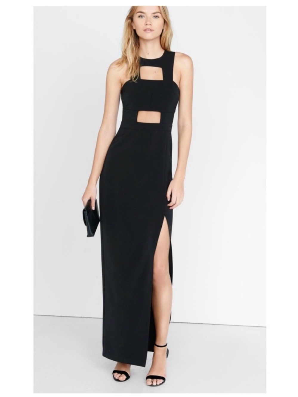 Express- Black Cutout Maxi Dress with Side Slit